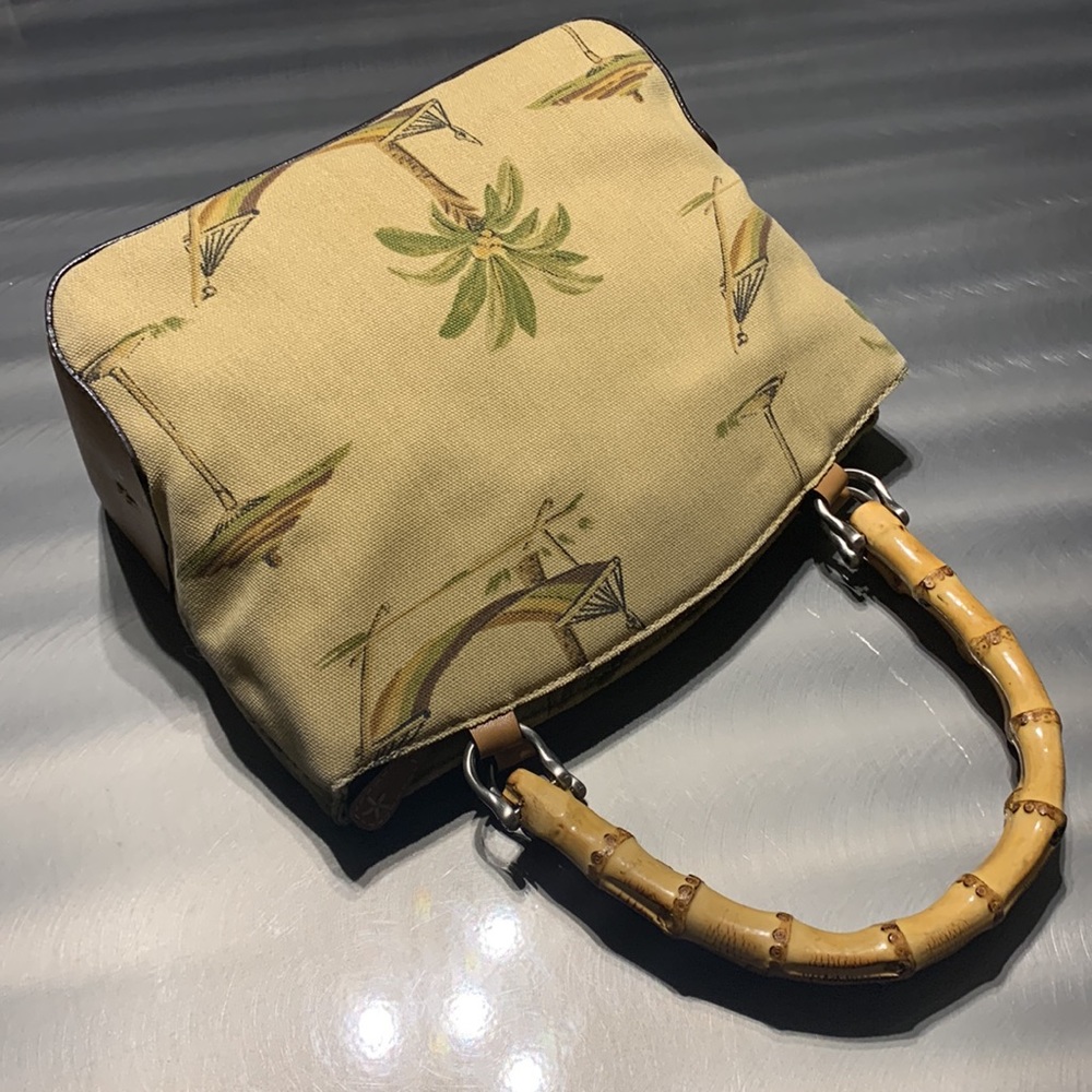 Relic Palm Tree Print Bamboo Handle Canvas Handbag - Picture 3 of 11